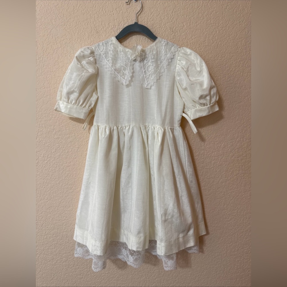 Little‎ Miss Girl’s Sz 6 Formal Dress Vintage Cottagecore Cream Lace Made In USA